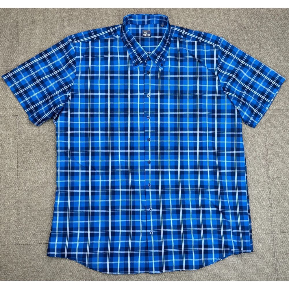Westport No Tuck Mens Button Down Short Sleeve Check Pattern Shirt Size 3XT